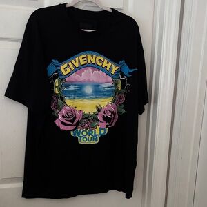 Givenchy Black World Tour Tee with Pink and Blue Accents